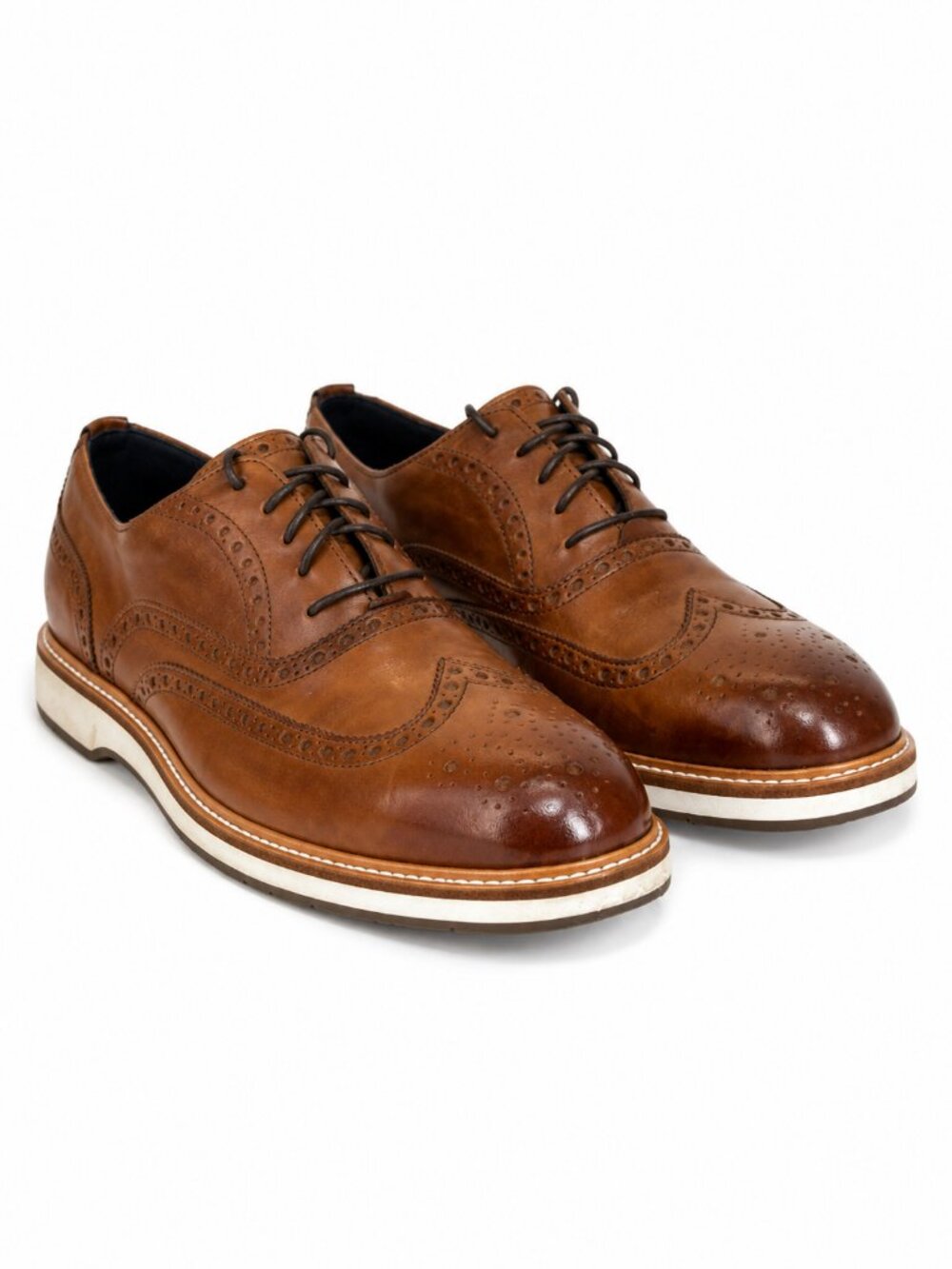 Cole Haan Mens Brown Leather Wingtip Oxford Dress Shoes Size 12